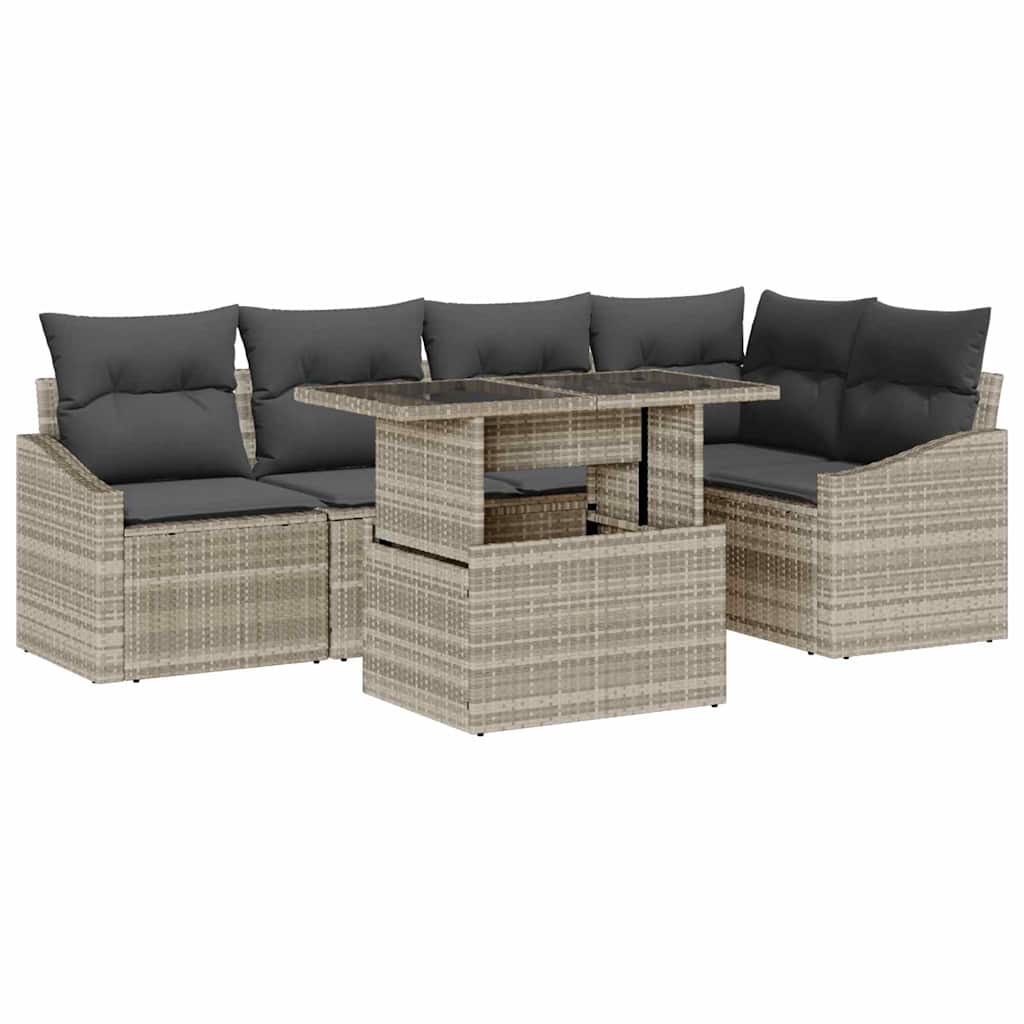 Garten-Sofa-Set 6 pcs Hellgrau und Dunkelgrau 100 x 55 x 73 cm